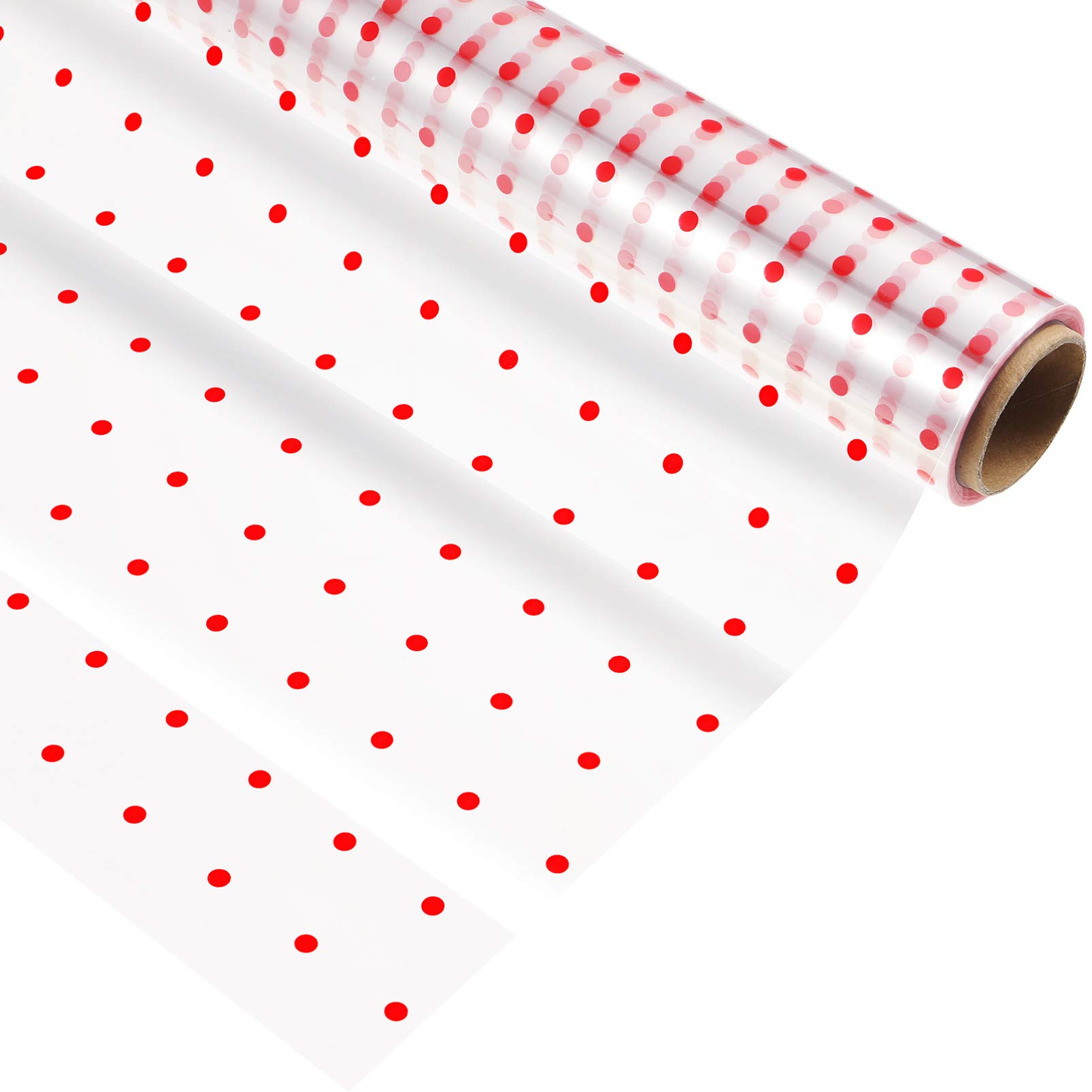 Rotolo di Cellophane Rosso a Pois 2, 5 Mil 3000x40 Cm