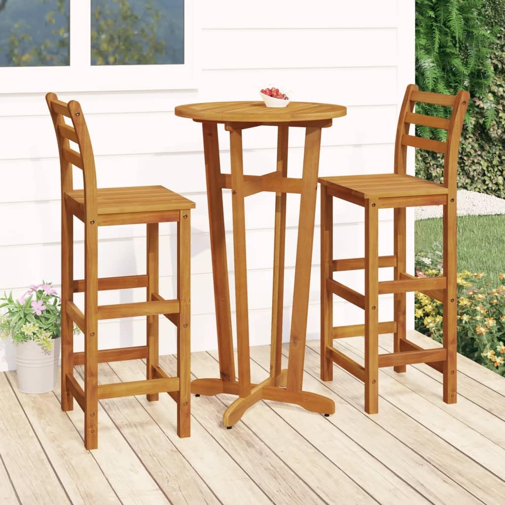 3 Piece Patio Dining Set,Afternoon Tea Suit,Backyard Decor,Patio Bar Set,Front Porch Furniture,Garden Lounge Set,Modern Stely,for Lawn,Garden,Backyard,Poolside,Yard,Solid Wood Acacia