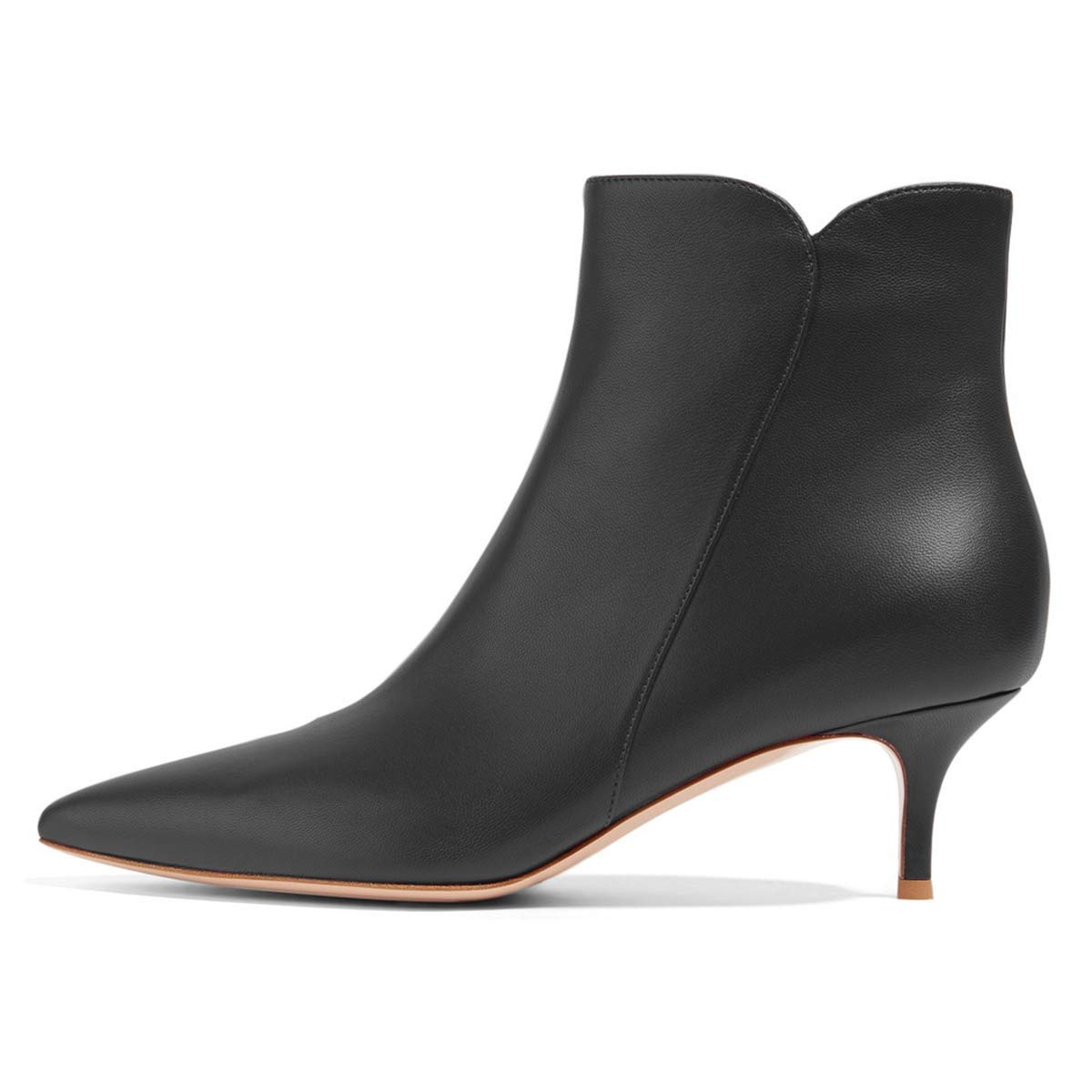 YDN Women Dressy Kitten Low Heel Ankle Boots Pointed Toe Booties Shoes with Zips Size 4-16 US