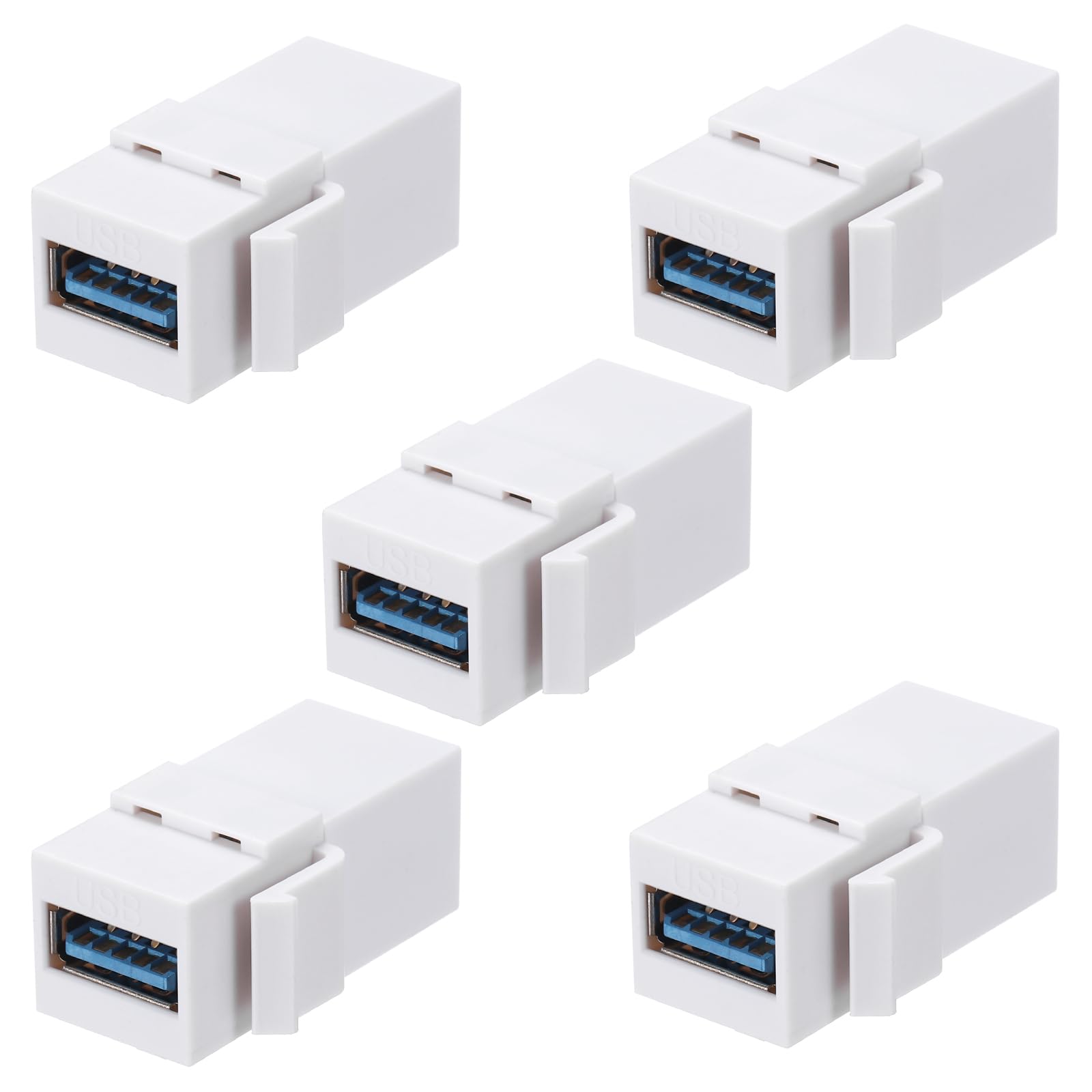 MECCANIXITY USB 3.0 Key-Stone Jack Inserts, USB Female to Female Adapter Coupler Insert Connector for Wall Plate Outlet Panel, White