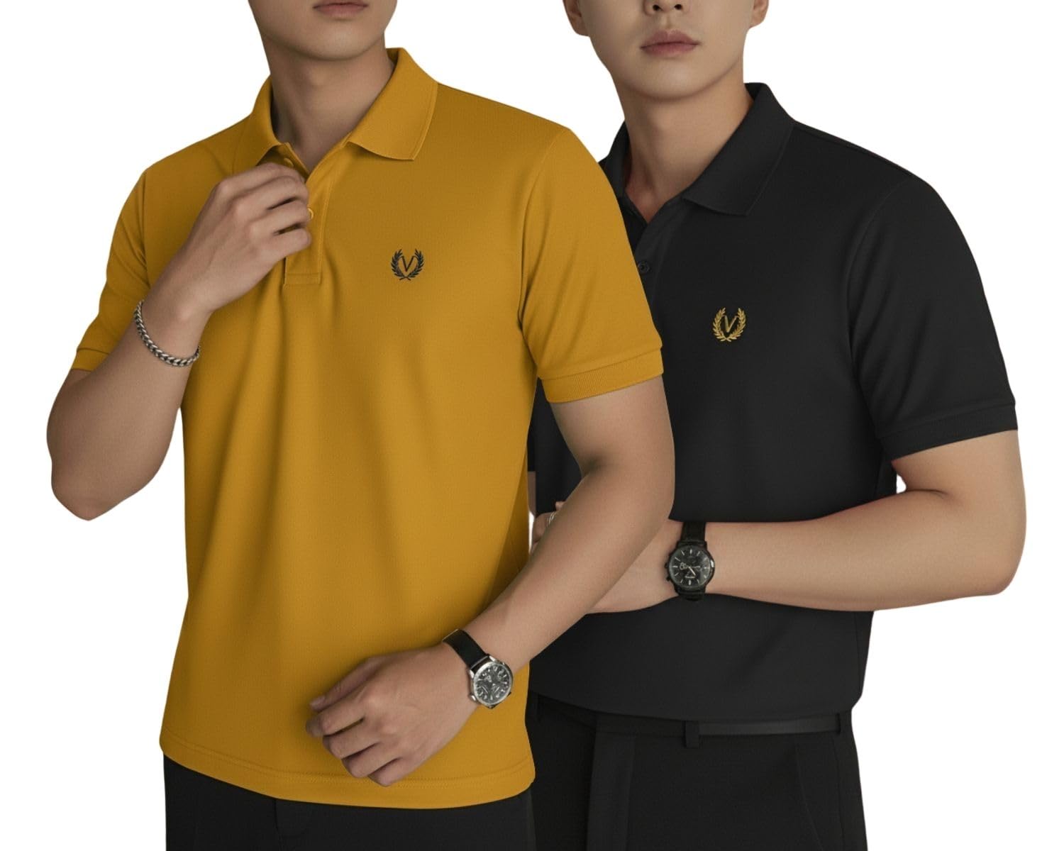 Men’s Solid Polo T-Shirt | Premium Cotton Blend | Regular Fit | Short Sleeve | Collared Casual Wear|Pack of 2 -MJ-157-image-42