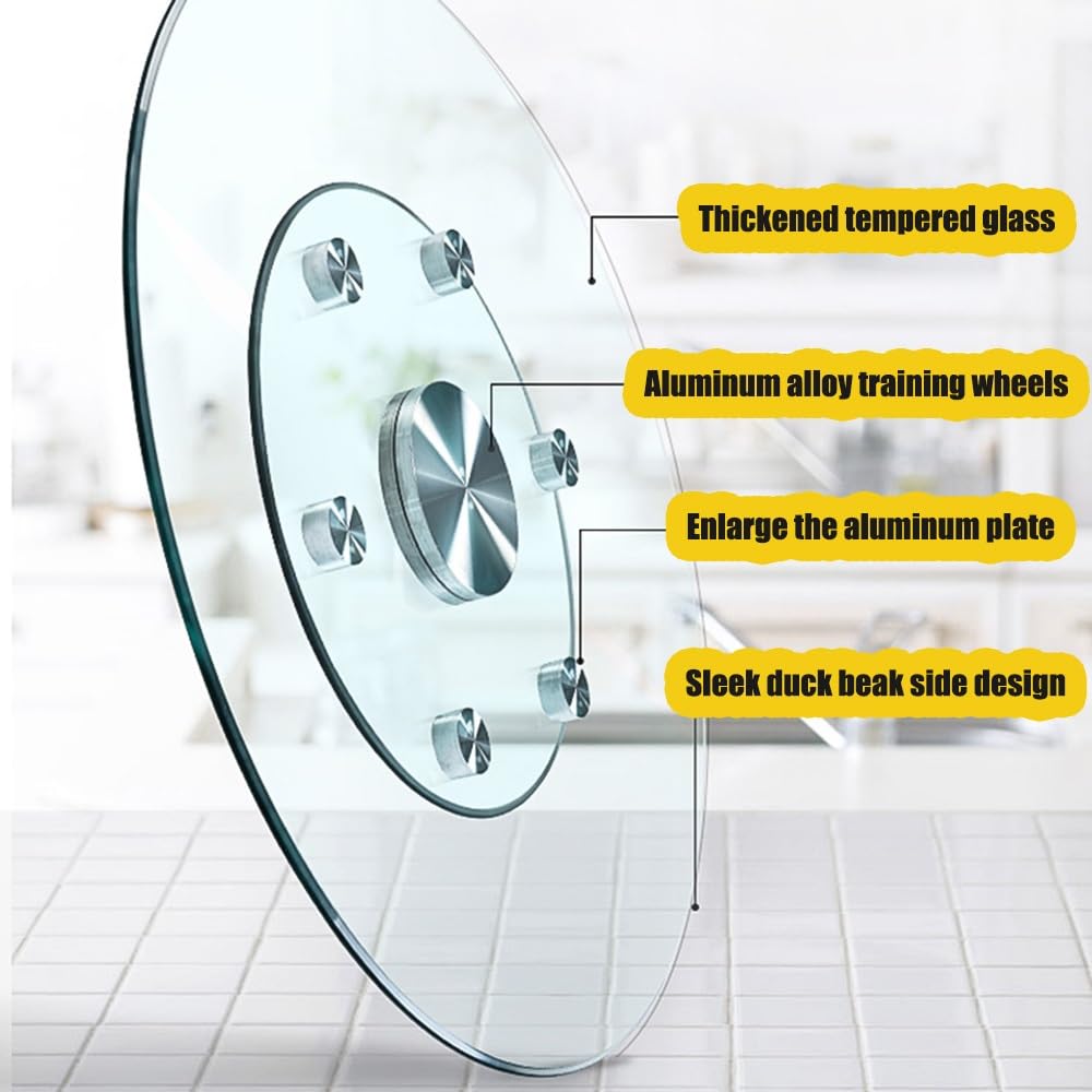 Verre Assiette De Service 60 70 80 90 100cm Rond Plaque Tournante Lazy Susan Plateau Tournant pour Table De Restaurant Hôtel, Pas Facile À Incliner(36 inch(90cm))