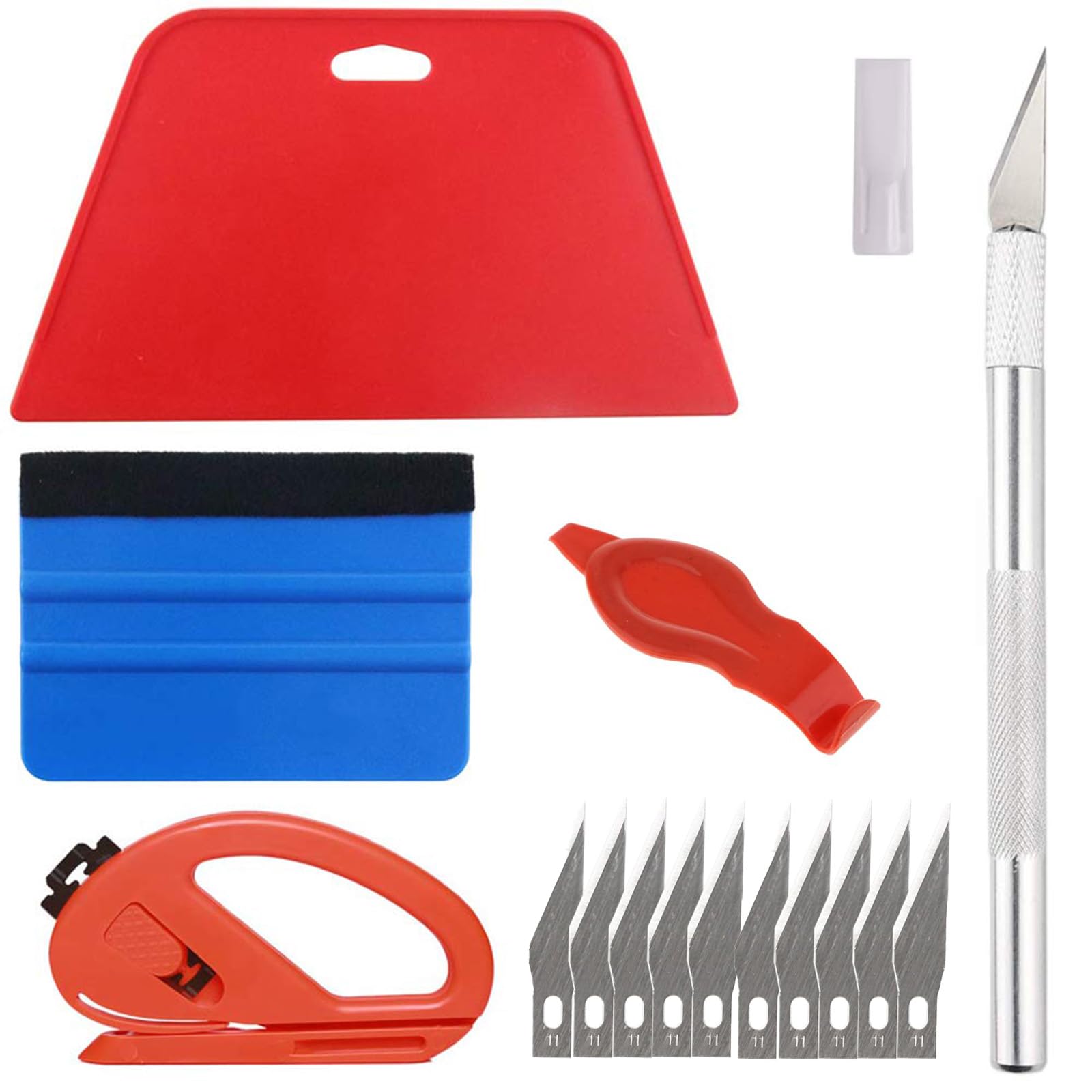 Wallpaper Scraper Set, Car Window Film Tint Tool Kit, All Purpose Glass Film Scraper Tool With Scraper, Cutter, Blade Replacement, Smoother Tool Kit Fo Wrap Scraper, Glass Sticker And Film