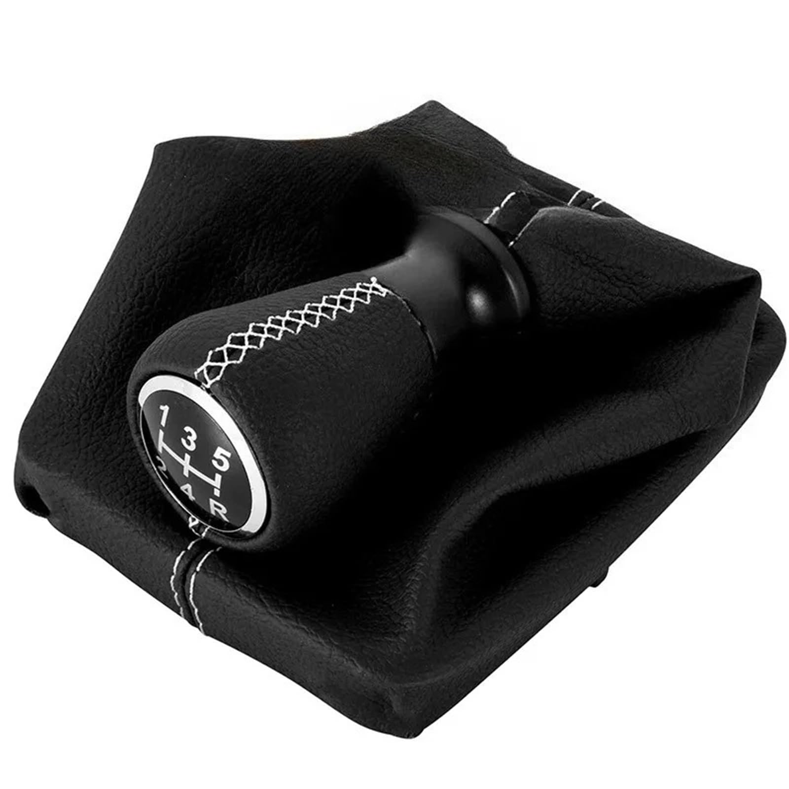 DUFWEHR Shifter Knob for Peugeot 206 406 Car Accessories Manual Transmission Leather Gear Shift Knob Gaiter Boot Cover Shifter Handle 5 Speed(White)