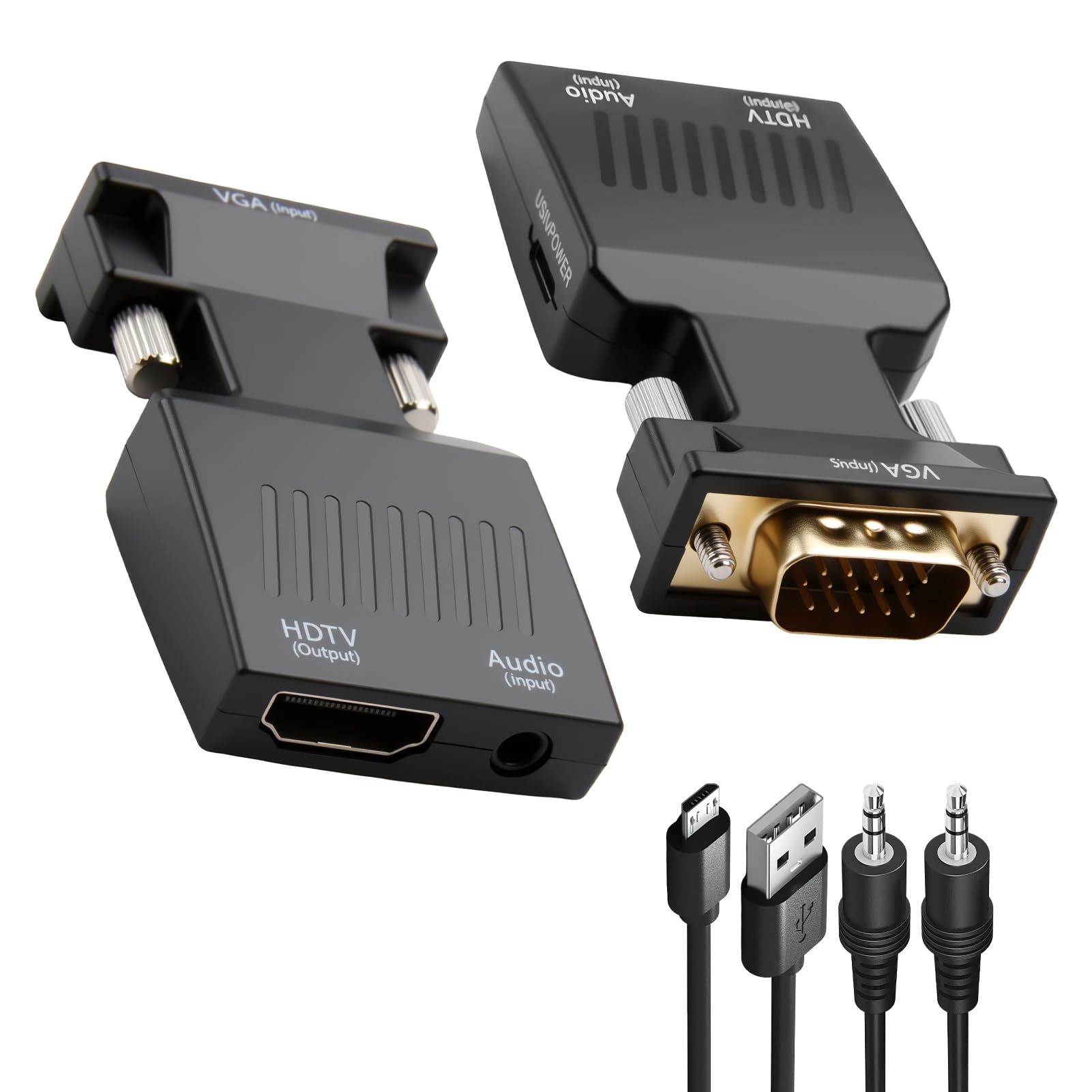 Adaptateur VGA vers HDMI, Adaptateur VGA Mâle vers HDMI Femelle, Convertisseur 1080p avec Audio de Source pour Ancien Portable PC vers TV Moniteur HDTV