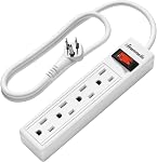 DEWENWILS 4 Outlets Power Strip, 2FT Short Cord with Flat Angled Plug, Portable Small Power Strip, 15A 125V 1875W, Wall Mount Design for Home Office Dorm, ETL Listed White, 1 Pack