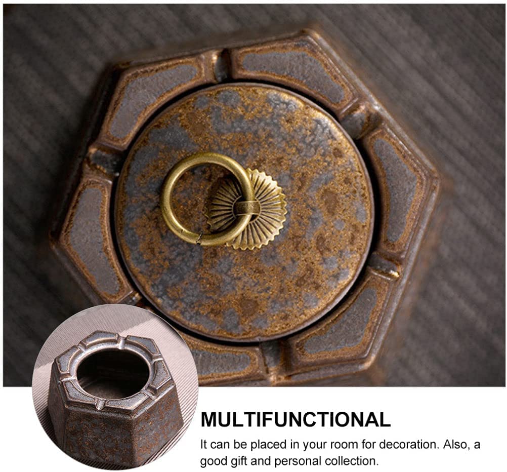 Portacenere Posacenere con Coperchio in Ceramica Posacenere da Esterno Posacenere Esagonale Posacenere retrò Posacenere in Ceramica Grezza Decorazione familiare Decorazioni