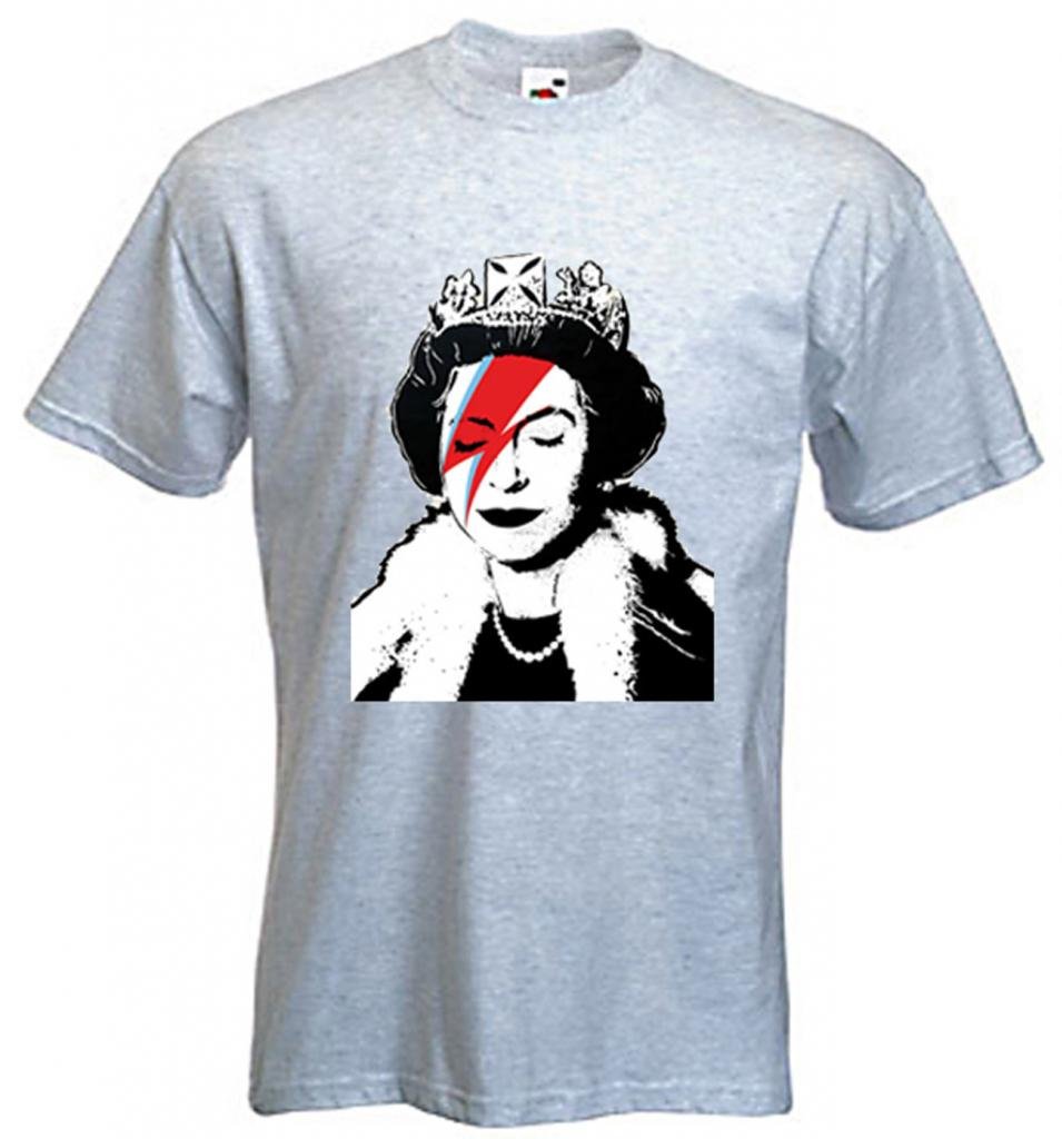 Tribal T-Shirts Men's Grey Banksy Queen Bitch T Shirt (Large, )