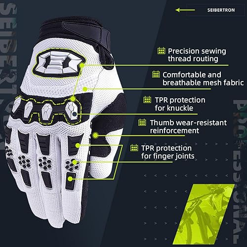 Miniatura 3 de Seibertron - Guantes unisex para bicicleta BMX MX ATV MTB, guantes para bicicleta de montaña, ciclismo, todoterrenoDirt Bike, guantes de carretera