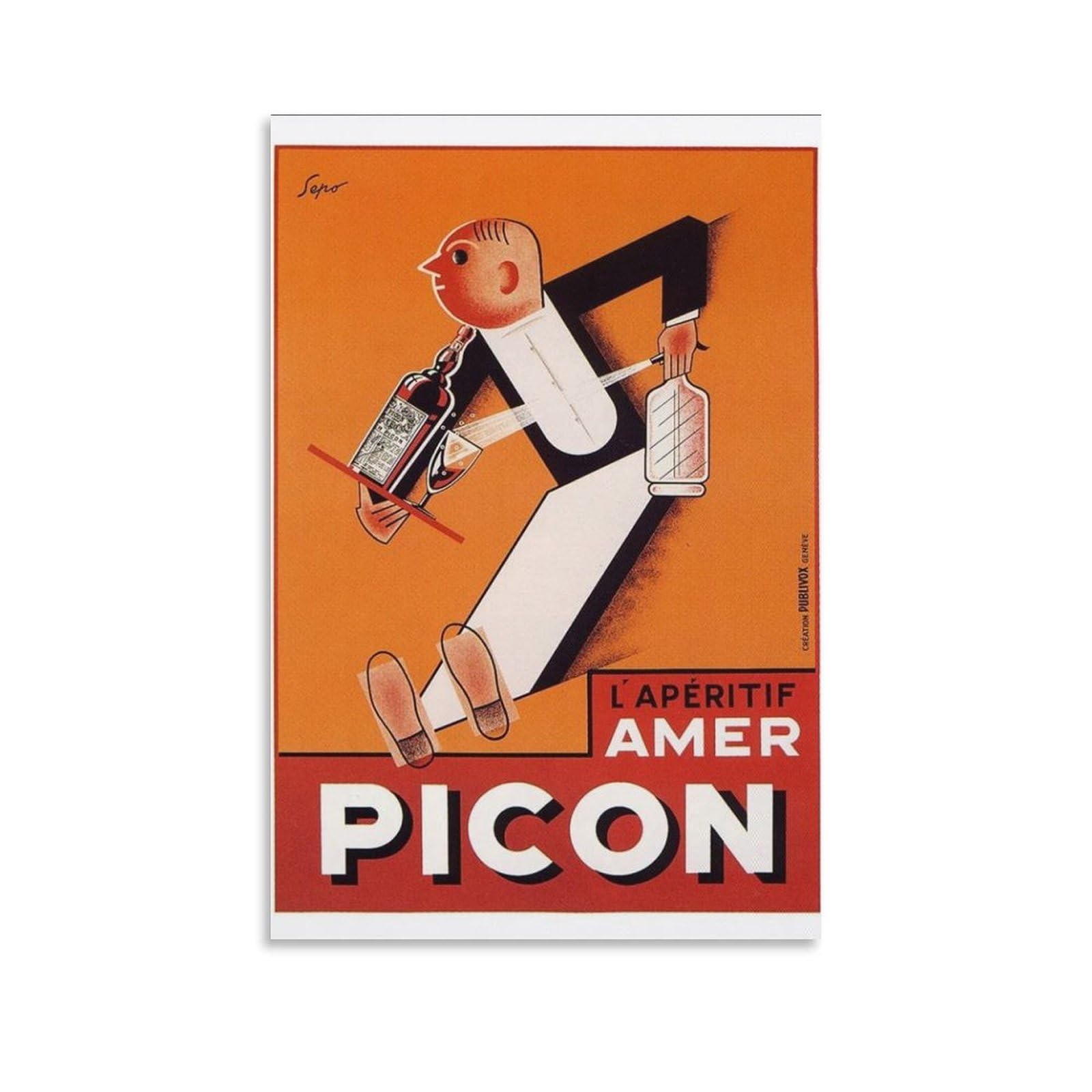 1920s L'Apéritif Amer Picon by Sepo (Severo Pozzati) Italy Vintage Illustrated Travel Poster Artworks Picture Print Poster Wall Art Painting Canvas Decor Home Posters 16x24inch(40x60cm)