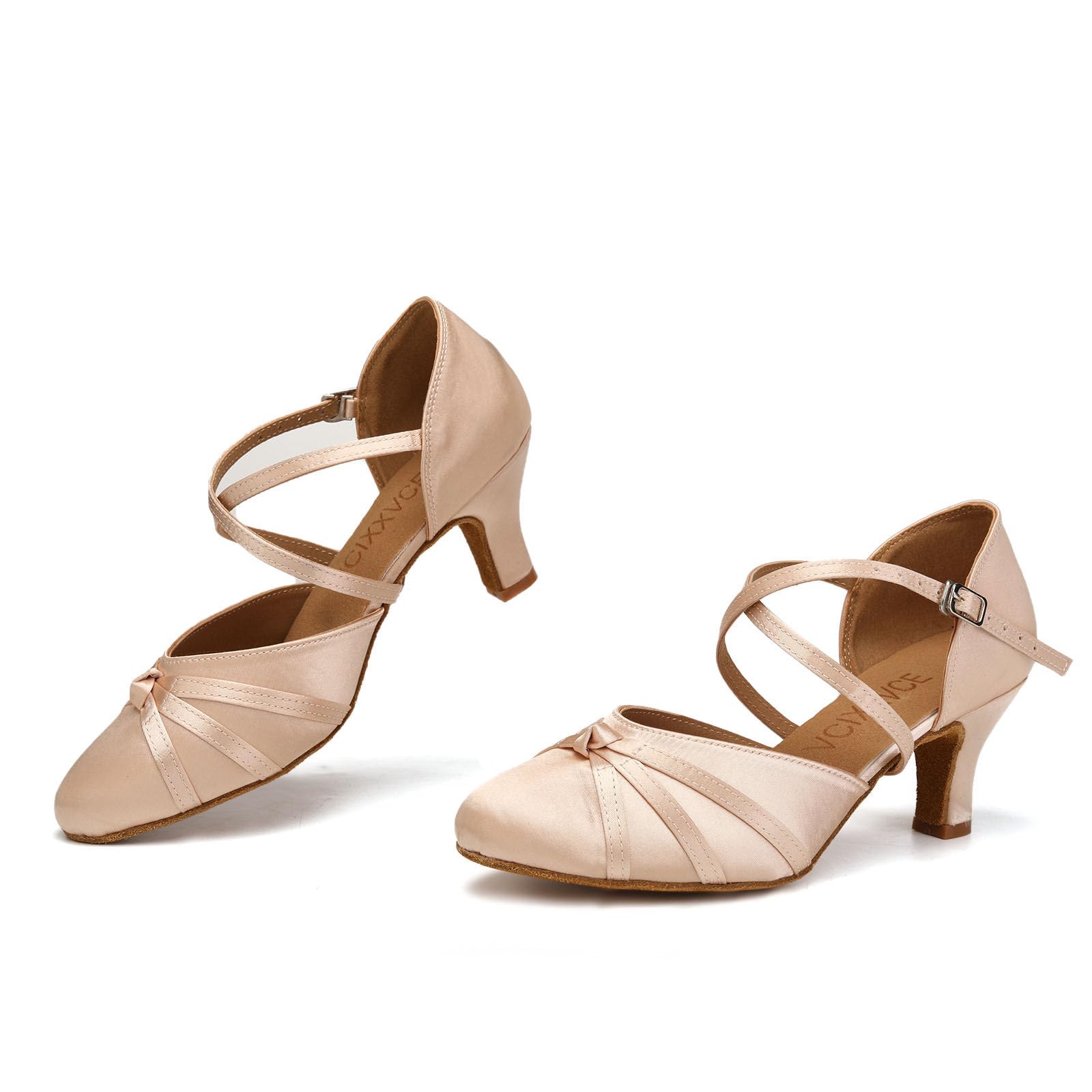 Damen Satin Gesellschaftstanzschuhe Geschlossener Latein Salsa Tango Moderne Standard Tanzschuhe