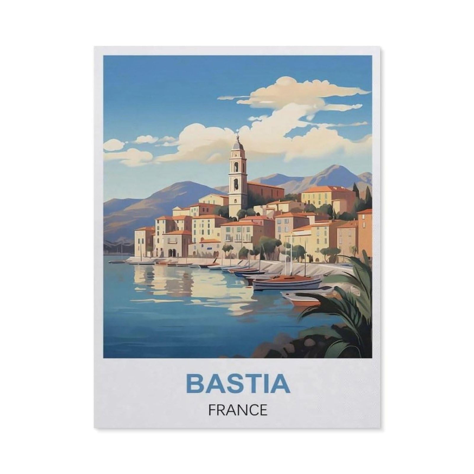Vintage Wall Decor Metal Poster Plaque，Bastia France(30x40cm）