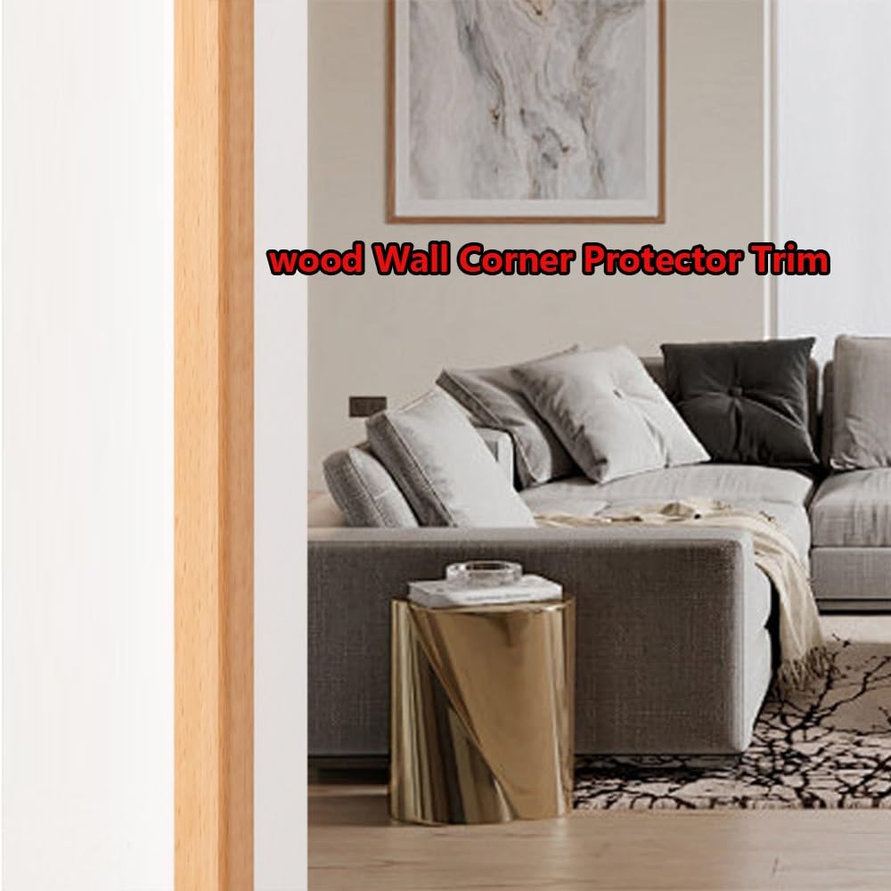 Protections d'angle murales en bois - Garniture moulée en L - 5,1 cm de large - Bande de protection anti-collision pour porte et fenêtre - Plinthe en teck - L 100 cm (39 cm)
