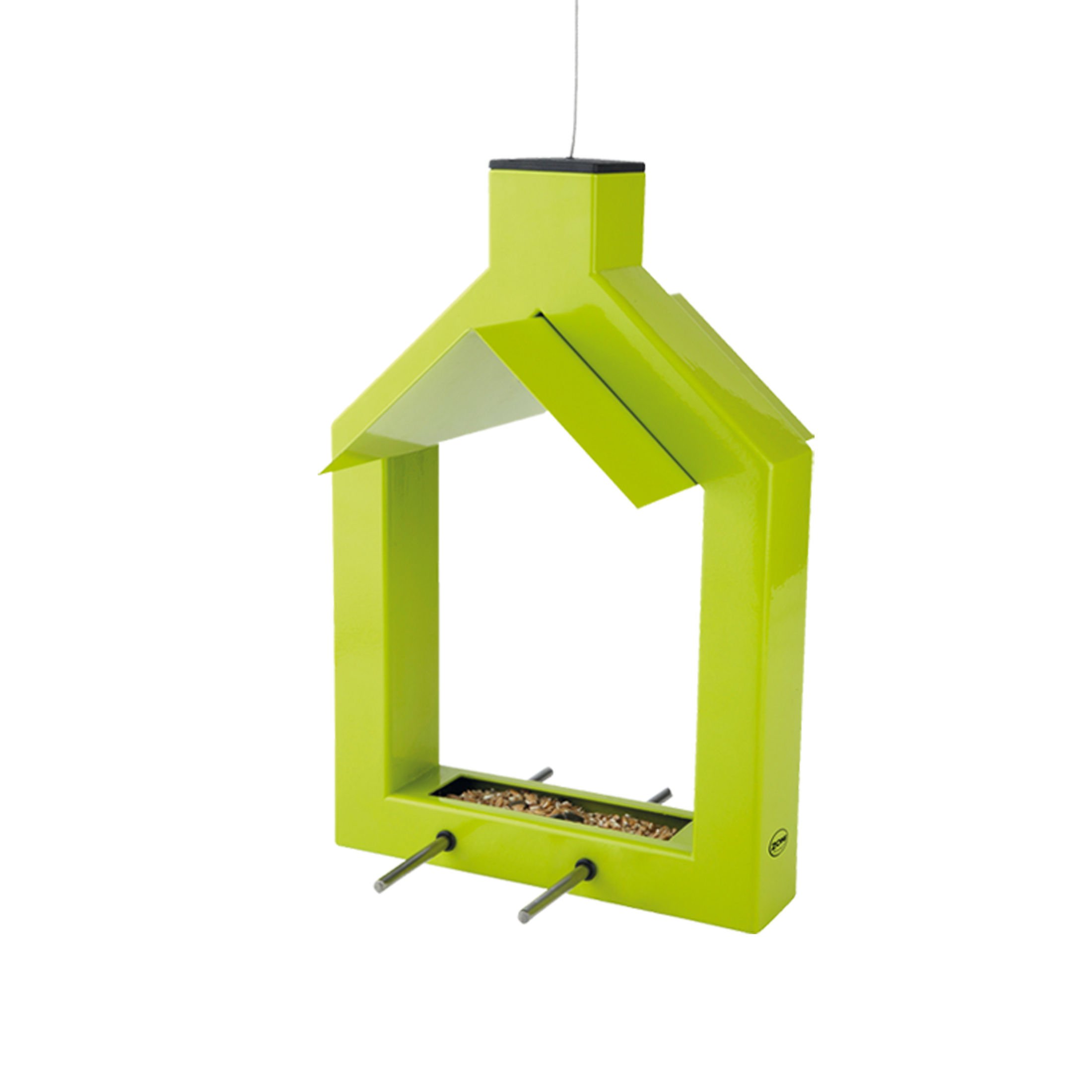 Zone Outdoor Alicante 8211918 - Metal wild bird seed feeder table double perch in lime green