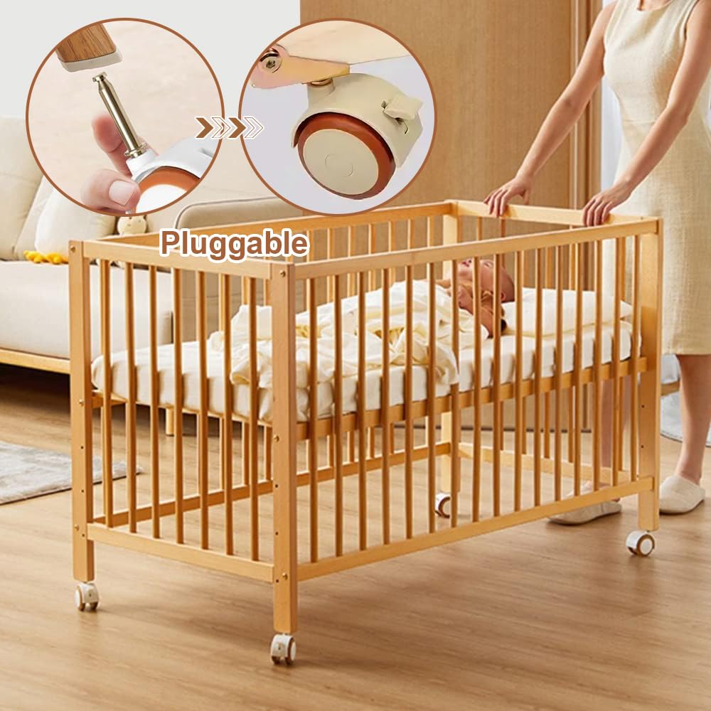 Lot de 4 Roulettes pour Meubles, Roulettes Pivotantes pour Meubles Roulette avec Frein, Roulettes Pivotantes pour Lit D'enfant 50 mm, Silencieuses Lit de Bébé Roulette en Caoutchouc AvecFrein