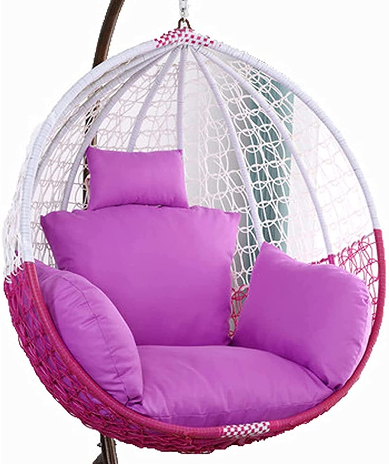 Outdoor Hanging Lounge Chair Cushion with Fixed Strap Purple Small Size Pillow Nest Swing Seat Cushions for Rattan Garden Egg Chair