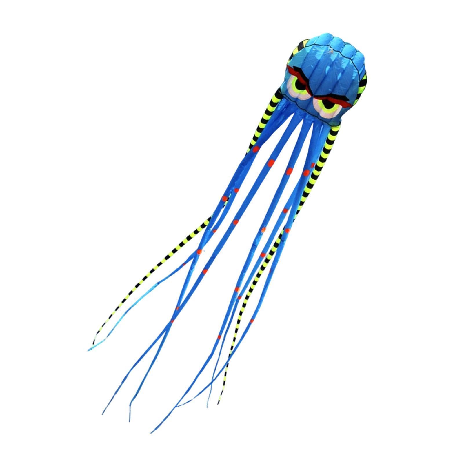 Cometa de pulpo gigante - Cometa de pulpo gigante 3D de 26 pies | Cometa gigante de 26 pies, pulpo 3D, juguete de cielo de playa grande fácil de volar con tela duradera y línea de mango.