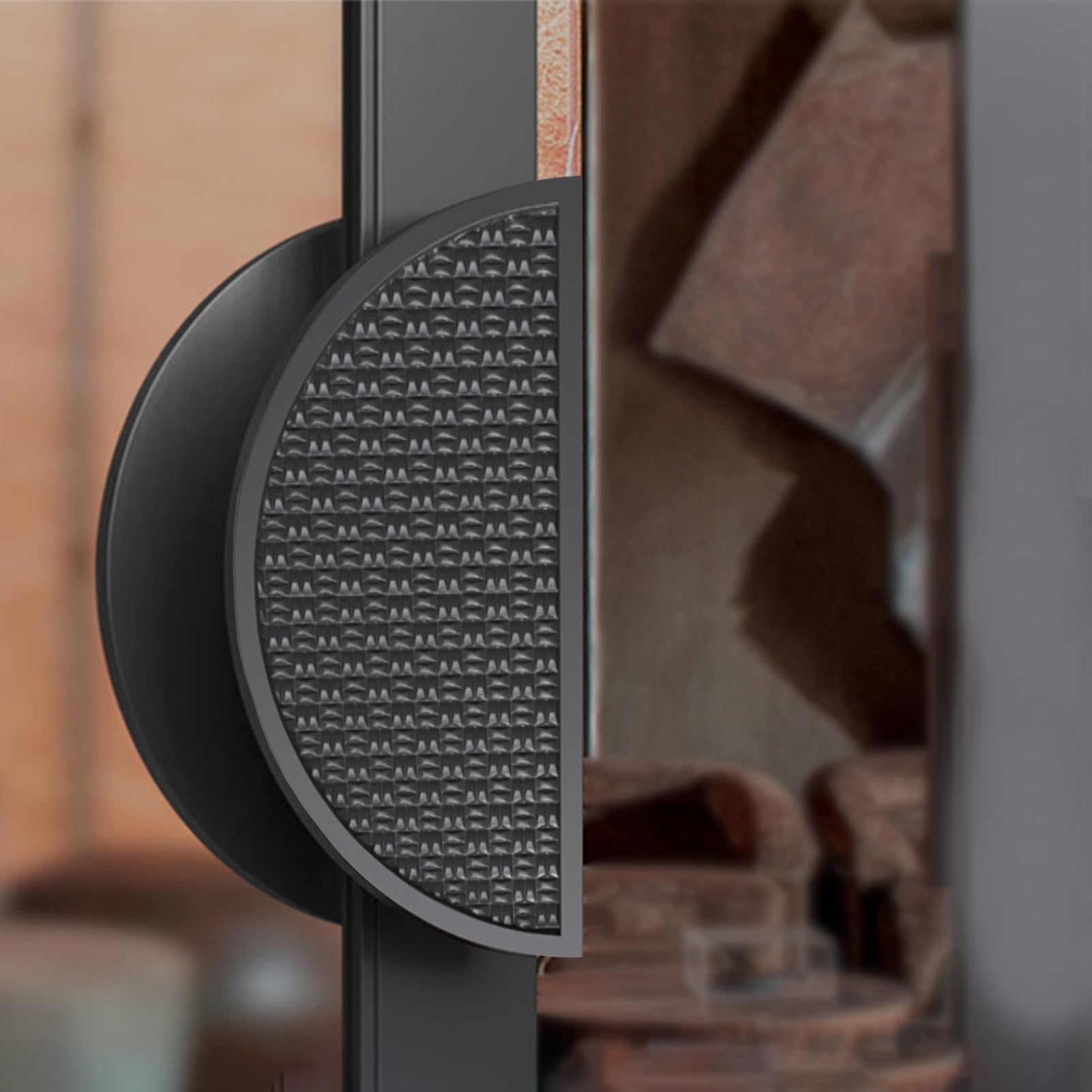 MXXQRHF Black Round Glass Door Handle 400mm (15.8inch) - Double Sided Solid Push Pull Metal Door Handle with Non-Slip Bumps for Home & Office Decor