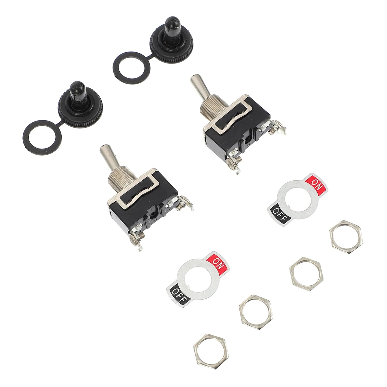 5sets Toggle Switch with Rubber Caps Easy to Install Off Rocker for Automotive and Boat Accessories