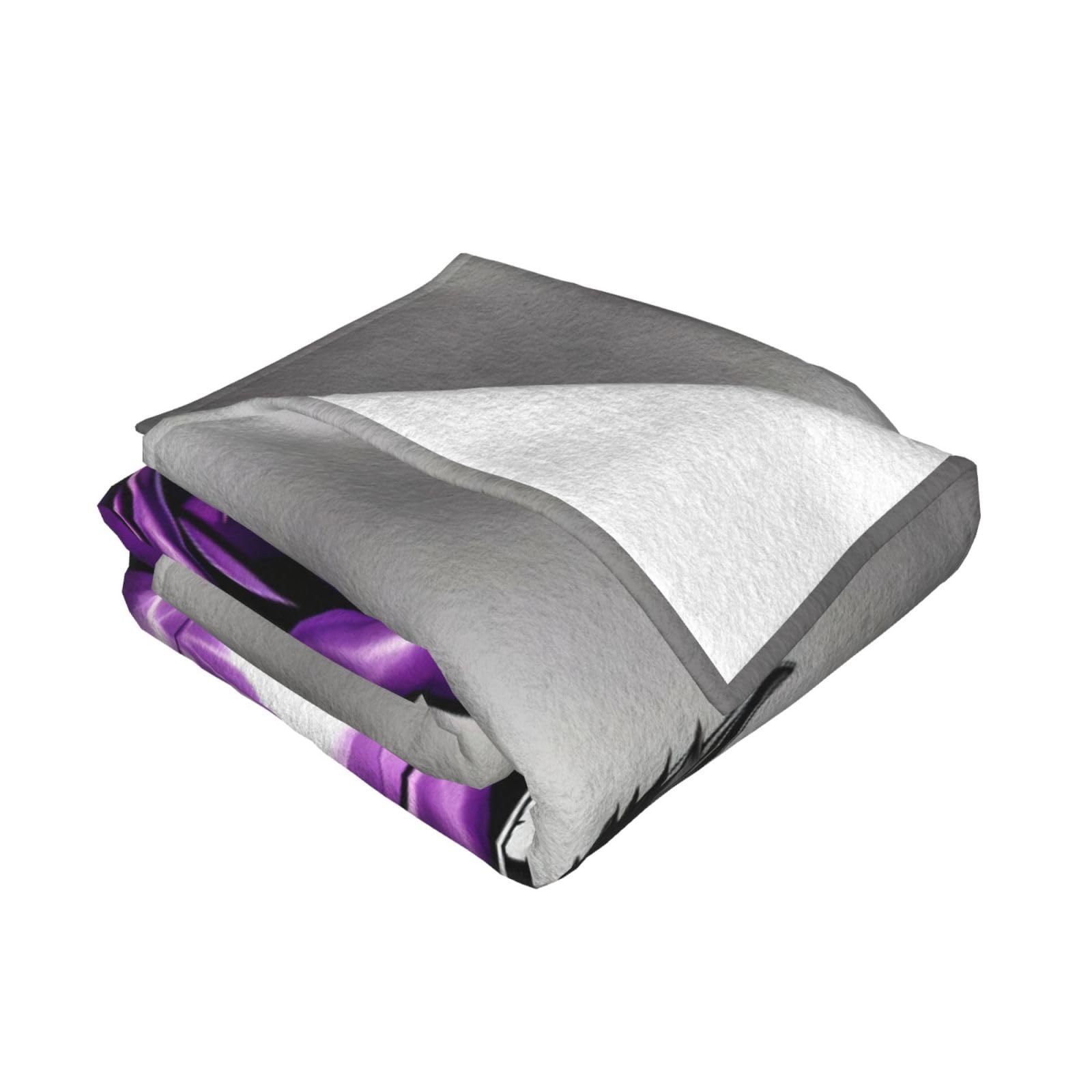 Gewichtete Decke mit lila Rosen und Totenkopf, 76,2 x 101,6 cm, weiches Flanell, wendbar, gemütlich, extra warm, Decke für Bett, Couch
