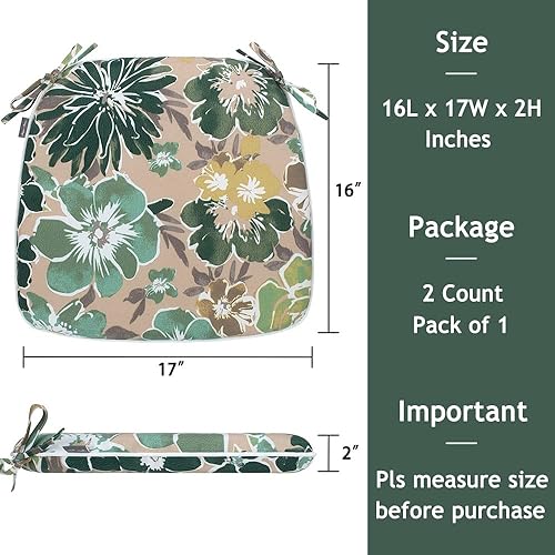 Miniatura 3 de Magpie Fabrics Cojines de silla en forma de U de 17 x 16 x 2 pulgadas con lazos, 2 unidades, para interiores y exteriores, impermeables, para todo