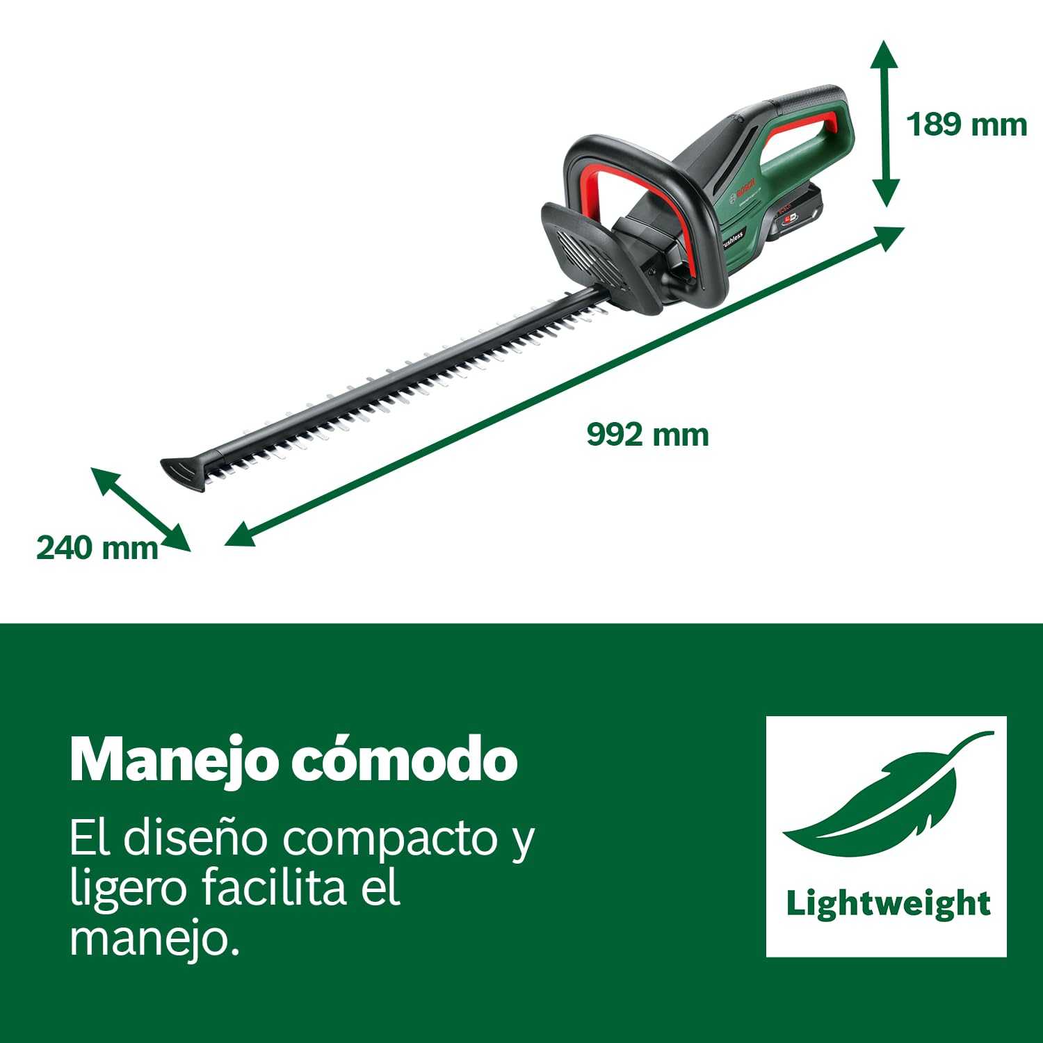 Bosch Home and Garden UniversalHedgeCut 18V-50, Cortadora de Setos a Batería, Sin Batería, Sistema de 18 Voltios, Longitud de la Sierra 50 cm, Embalaje en Caja