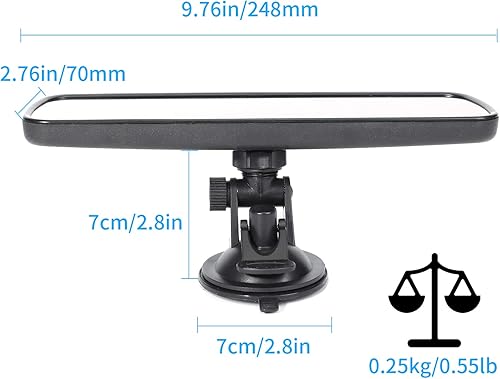 Miniatura 5 de Espejo retrovisor blanco para interior, universal, con ventosa para automóvil, camión, SUV, de 9.5"