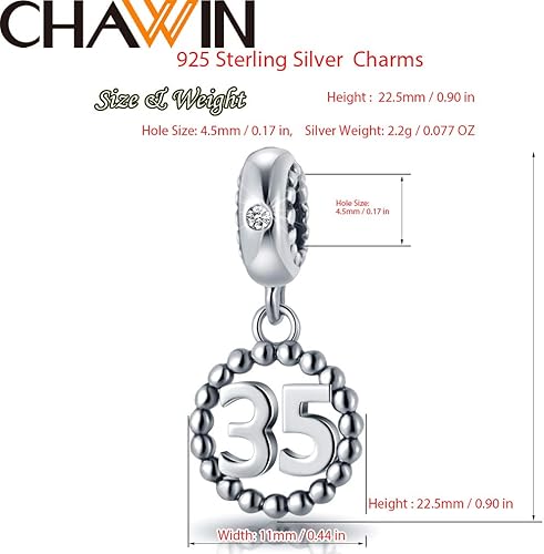 Miniatura 2 de 16, 17, 18, 19, 20, 21, 22, 24, 25, 26, 30, 32, 33, 35, 37, 40, 49, 50, 60, 69, 77, 80, 88, 99 dijes de números de plata de ley 925 para pulseras