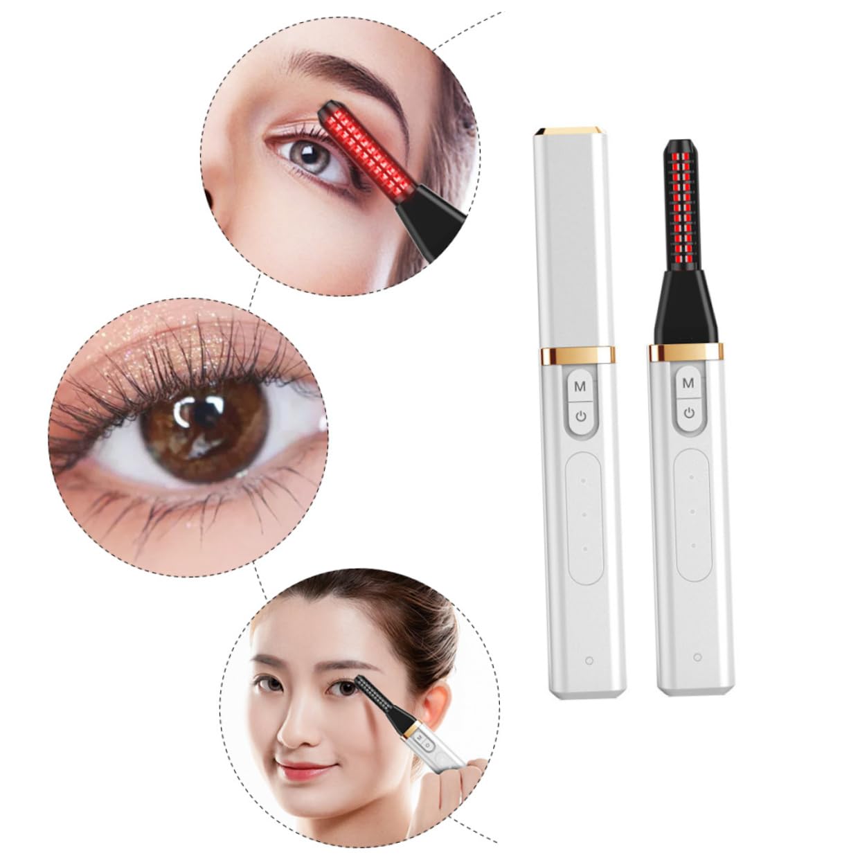 Beavorty 3 Piezas rizador de pestañas de maquillaje accesorios para pestañas cepillo de pestañas cabellos ondulados rizador de pestañas eléctrico rizador de calefacción USB AbS