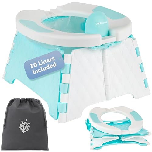 Jool Baby Silla portátil de entrenamiento para ir al baño con bolsa de viaje y 30 forros, plegable, para uso en interiores y exteriores, camping Agua