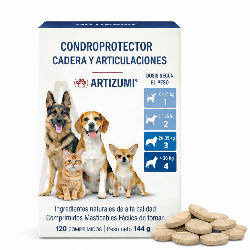 Condroprotector Perros | 100% Natural | Pastillas con MSM, Glucosamina, Colágeno, Condroitina para Proteger y Fortalecer Huesos y Articulaciones de Perros Mayores o con Problemas de Cadera | 120 uds