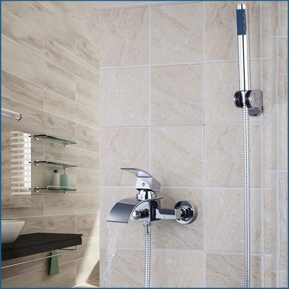Mitigeur de baignoire cascade mural chromé avec douchette