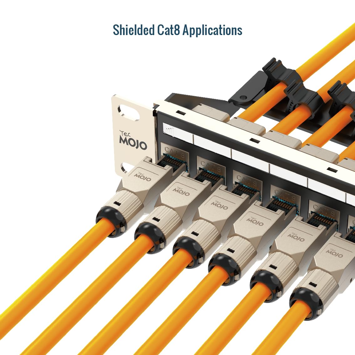 Tecmojo CAT8 STP Connecteurs RJ45 blindés sans outil, 40Gigabit, pour câbles 22-24 AWG, 12 Pièces
