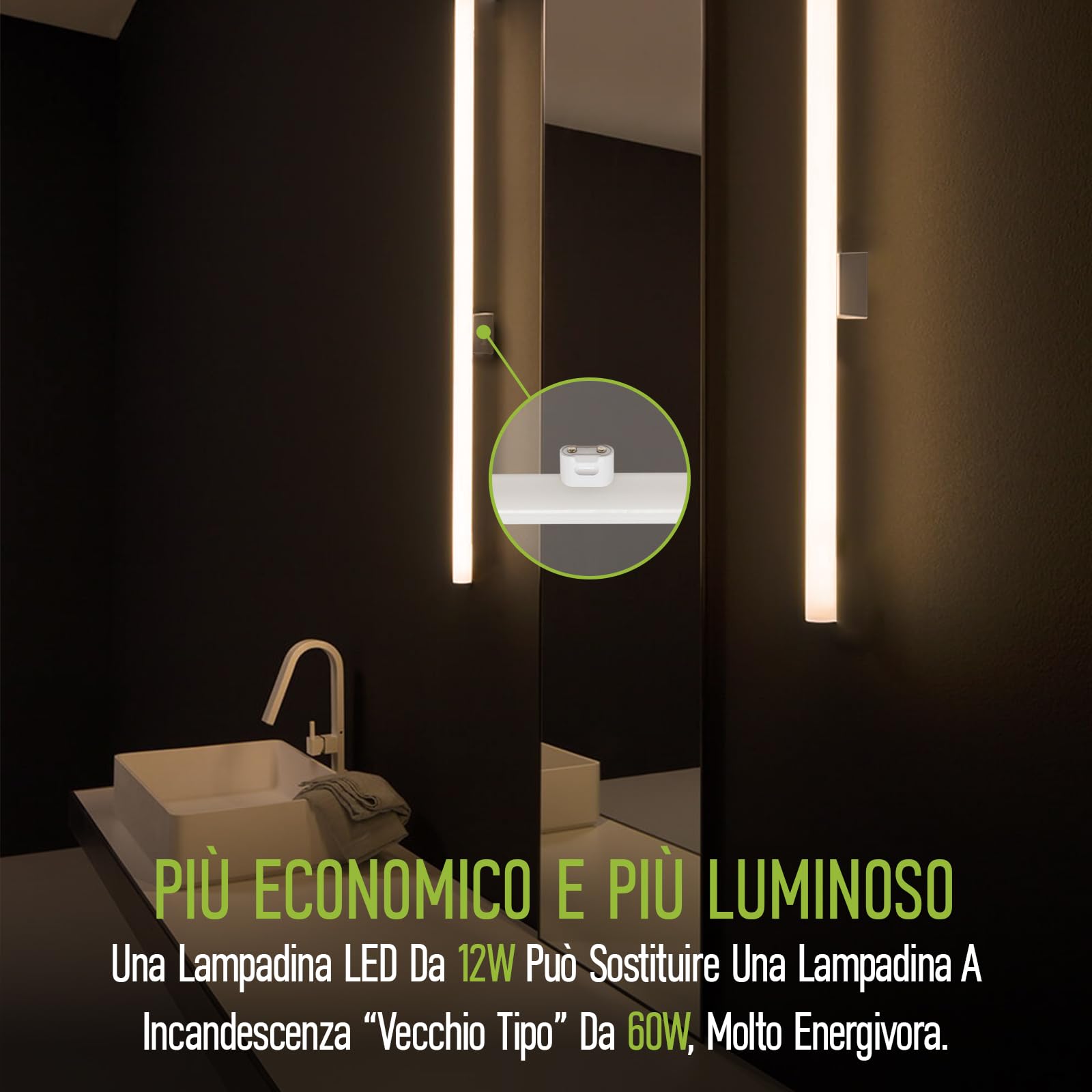 Lampadina LED S14D 12W Equivalente a 90W 1100LM Bianca Calda 2700K Lampadina LED Lineare Ø30mm x 500mm Angolo di Diffusione 180° Non Dimmerabile 230V PC