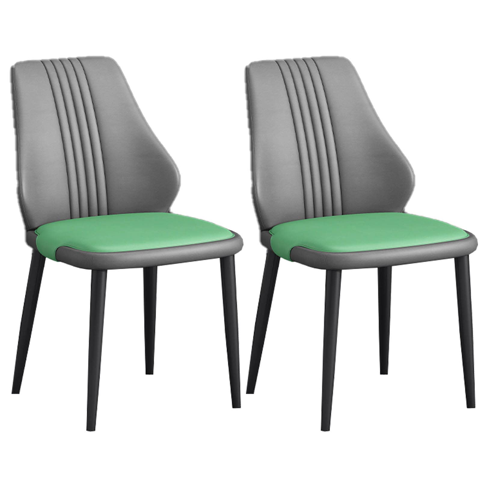 Chaise de salle à manger haut de gamme en similicuir et pieds noirs solides