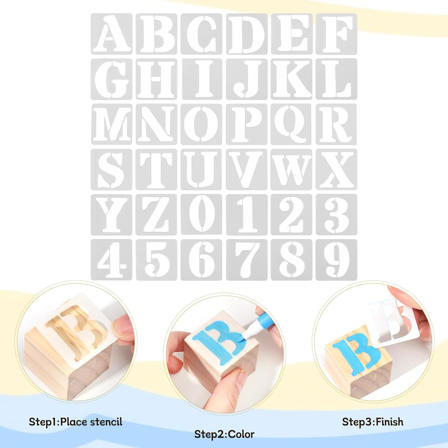 114Pcs Baby Shower Games Kit, 52 Blank Wooden Baby Shower Blocks 24 Acrylic Paint Marker 1 Wooden Sign 1 Storage Box and 36 Templates for Baby Shower Decorations