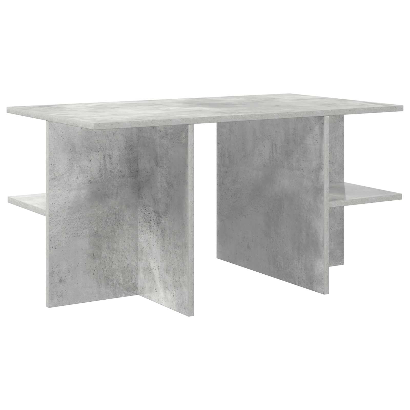 Table basse gris béton pour ranger votre salon encombré grâce aux deux niches