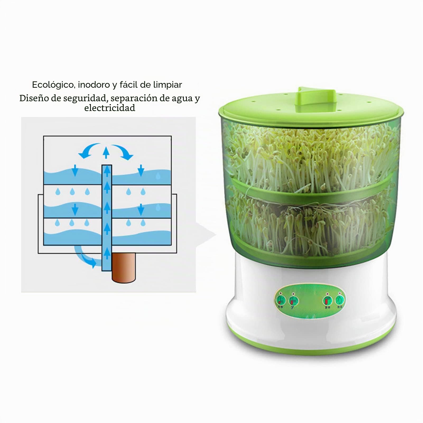Máquina de brotes de soja, rociador de 360 ​​grados, germinador de semillas de PP de calidad alimentaria duradero y respetuoso con el medio ambiente, ampliamente utilizado para natto de brotes de