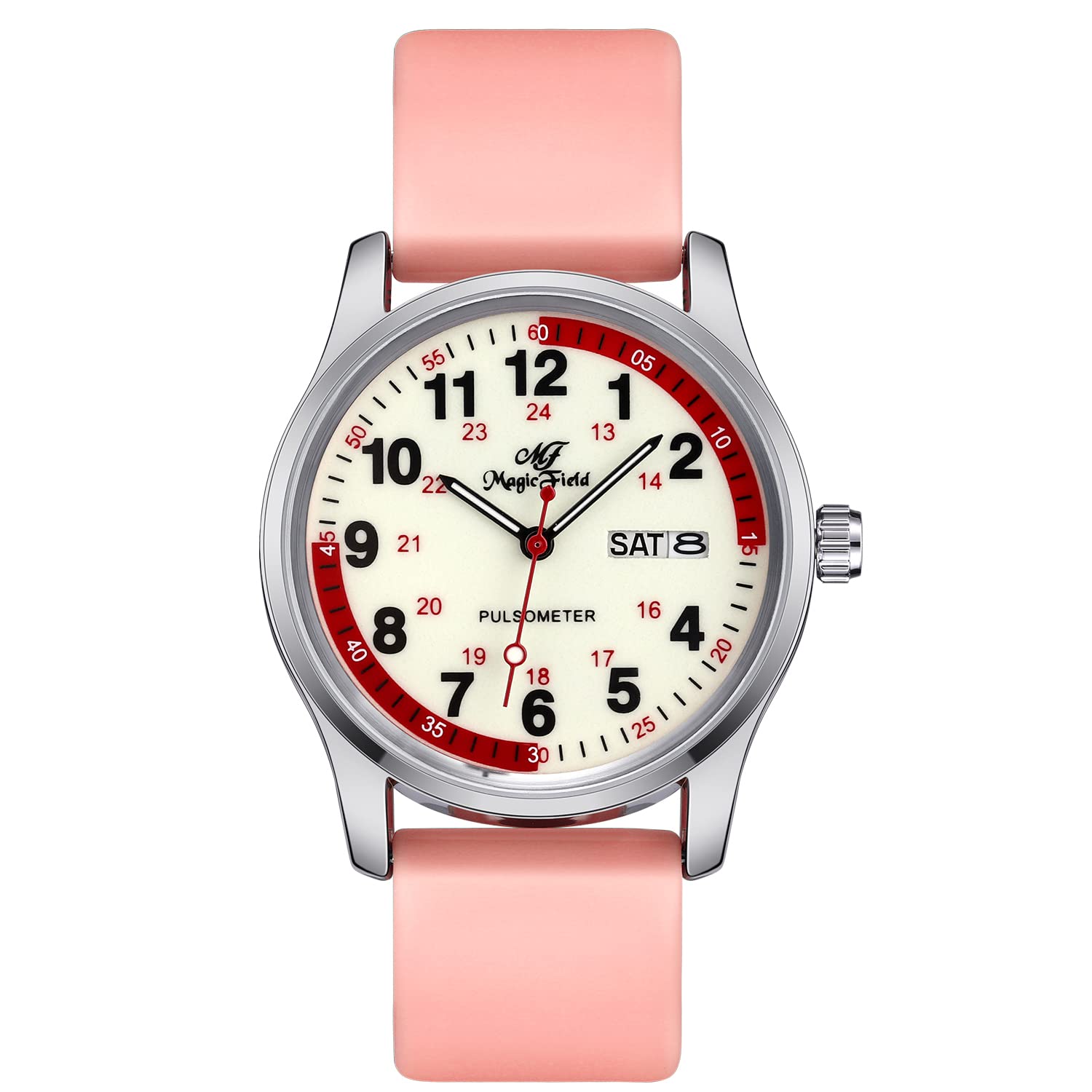 SIBOSUN Nurse Watch for Nurse Doctors Medical Professionals Students Men Women Unisex Easy to Read Dial Second Hand Watch for Nurses Water Resistant Silicone Band