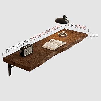 Wall Mounted Folding Table Folding Wooden Wall Table Computer Table 3cm thick tabletop Solid wood Wall Mount Desk Study Table Kitchen Table Easy to assemble Space saving Wall Table(140x45x3cm)