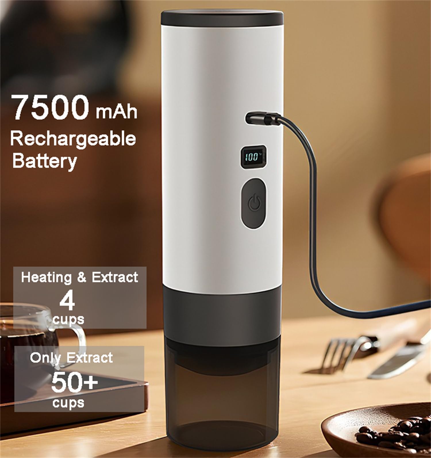 scosao Cafetera Eléctrica Portátil 12 V Cafetera Capsulas, Máquina de Café Espresso Auto-Calentamiento para Camping Coche Viajes Casa, compatible con cápsulas NS y Café Molido