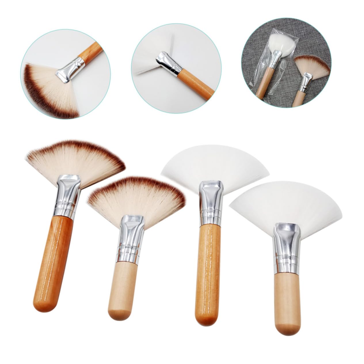 Healeved 16piezas Brochas De Maquillaje Facial Brocha Abanico Para Contornos y Acabados Herramientas De Maquillaje Para Base Rubor y Polvo