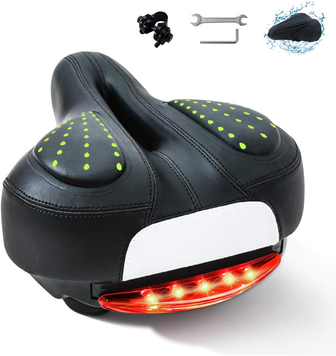 Prodigen Comfort Gel Bike Seat for Women or Men, Bicycle Saddle Replacement Padded Soft High Density Memory Foam with Dual Shock Absorbing Rubber Ball Suspension Universal Fit for Indoor/Outdoor Bikes