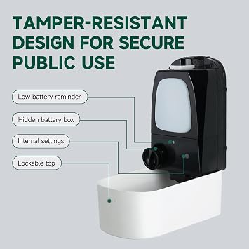 anydry Commercial Automatic Soap Dispenser Large 34oz/1000ml Capacity Wall-Mounted Touchless Liquid Dispenser for High-Traffic Restrooms, Offices, Hospitals Model AD1220S White