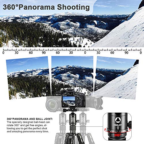 Lightweight 64" Aluminum Camera Tripod Monopod, Foldable Dslr Tripod For Travel, With 360 Degree Ball Head Quick Release Plate, Max. Payload 33Lb, Adjustable Height From 16" To 64" #TOP1