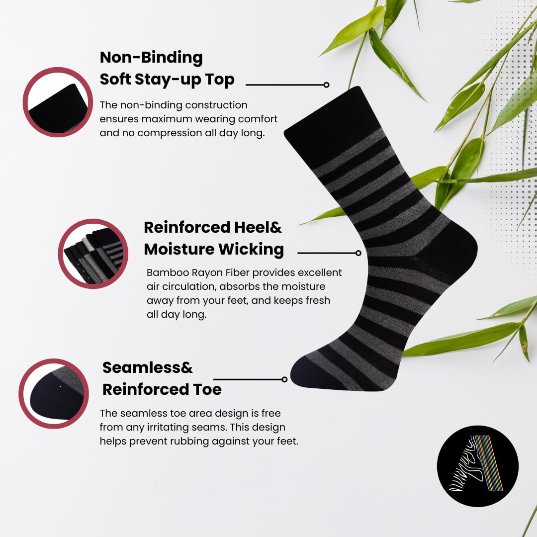 Calcetines de vestir de rayón de bambú para hombre, 6 pares con caja de regalo, sin costuras, absorben la humedad, suaves, sin olor, talla 8-12