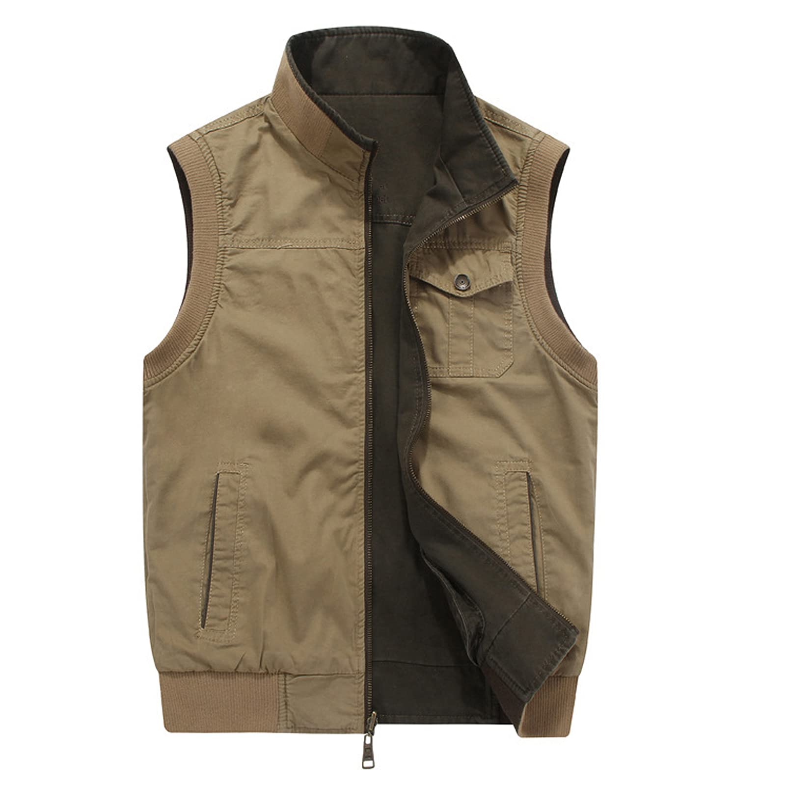 Gilet da Uomo Multi Tasche Gilet Outdoor Reversibile Caldo Gilet Cotone Top Pesca Giacche Da Viaggio Giornalista Capispalla