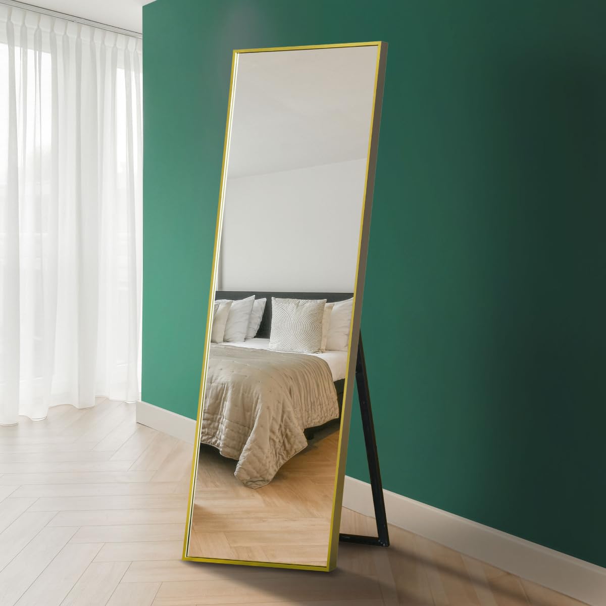 B&Q -  The Artus Gold Aluminium Edged Wall Mirror 170Cm X 58Cm