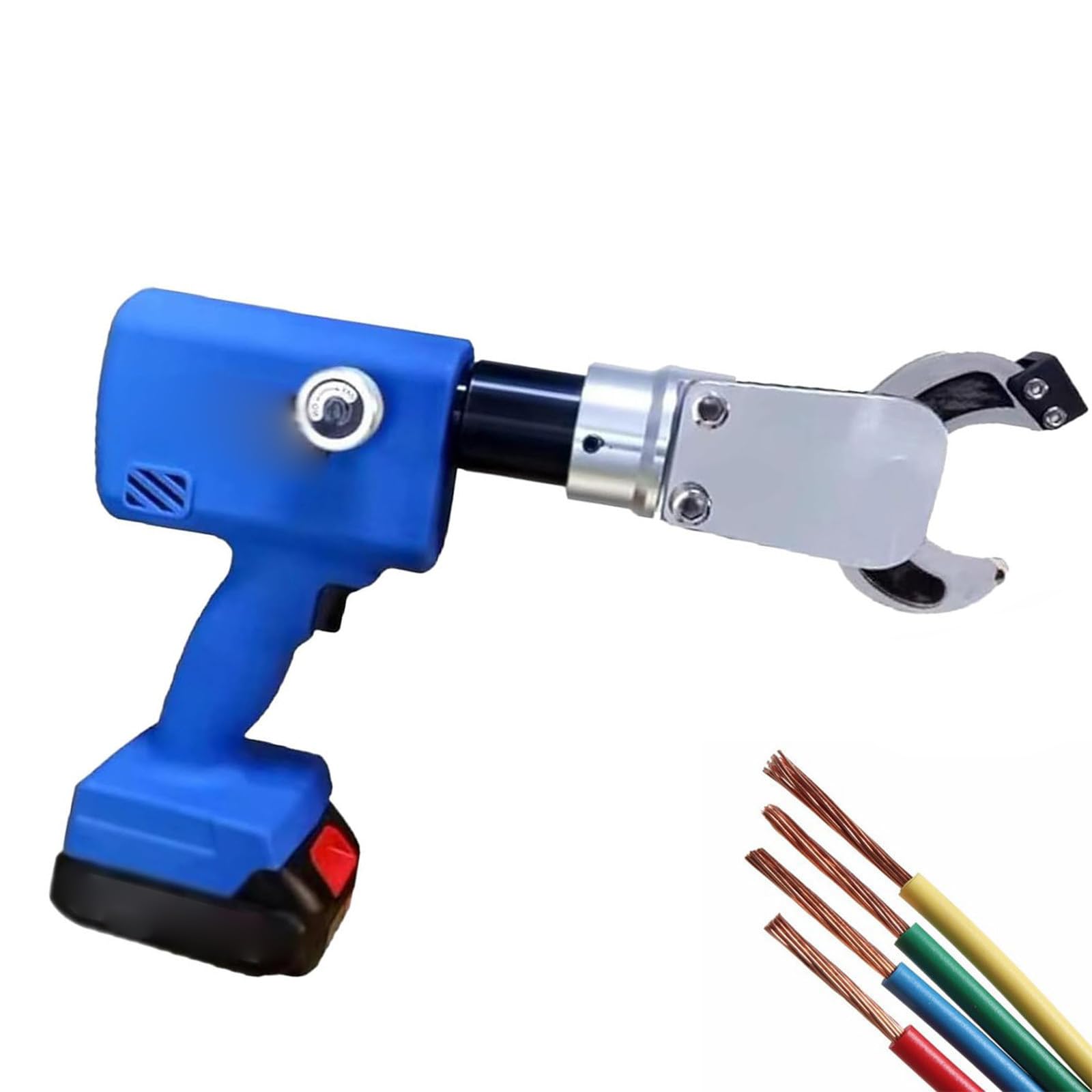Elektryczny Hydrauliczny Przecinak Do Kabli, Przenośny Sprzęt Do Cięcia Kabli Z 2 Akumulatorami, Bezprzewodowy Zestaw Do Przecinania Drutu, Do Opancerzenia 30 Mm Cu Al