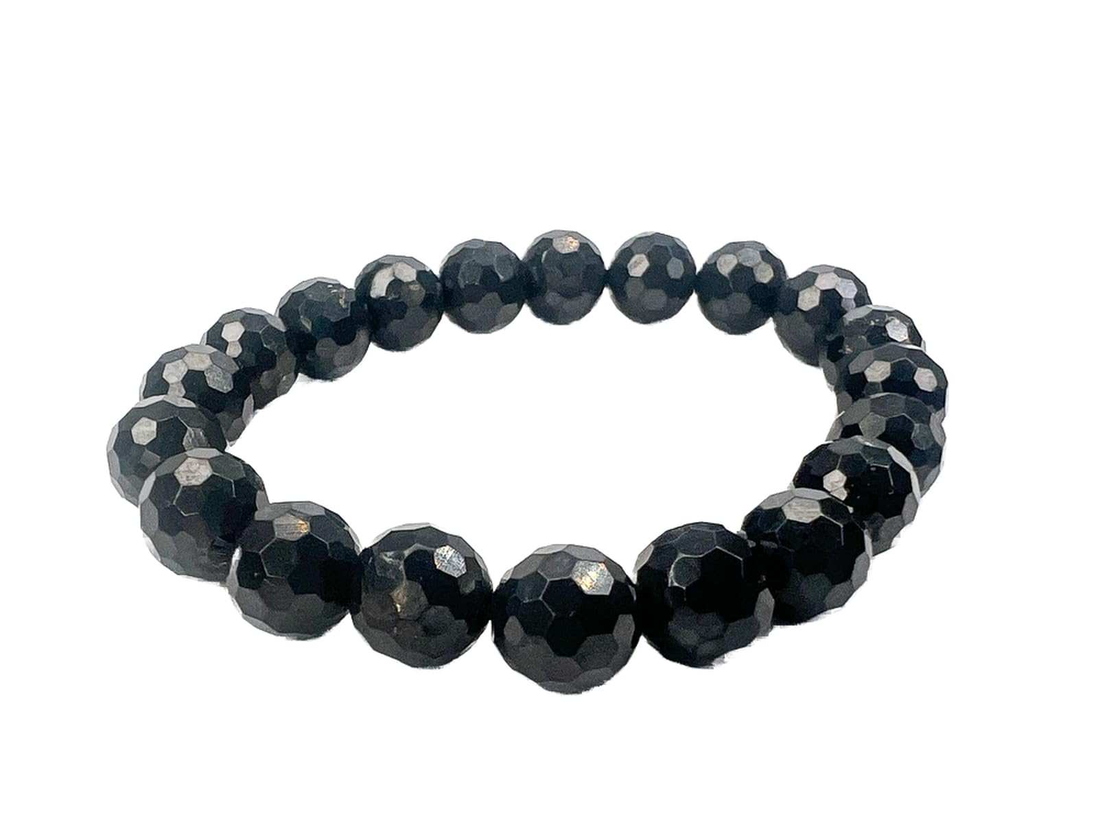 Bracelet authentique en Shungite avec perles de 9 mm taillées à facettes